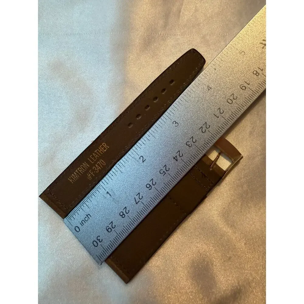 Brown Genuine Leather Watch Band Strap 30cm w/ Gold-tone Buckle (CCC116)